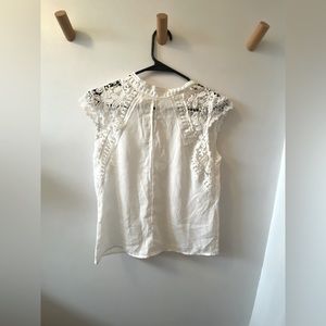 White blouse with lace shoulders. Size small
